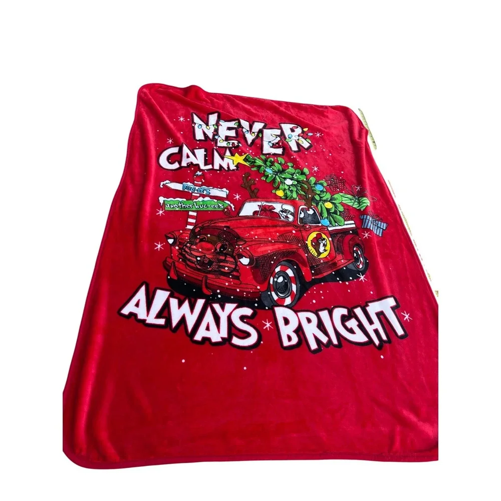 Buc-ee's Plush Throw Blanket 50x68 Red Holiday Truck Christmas Unisex